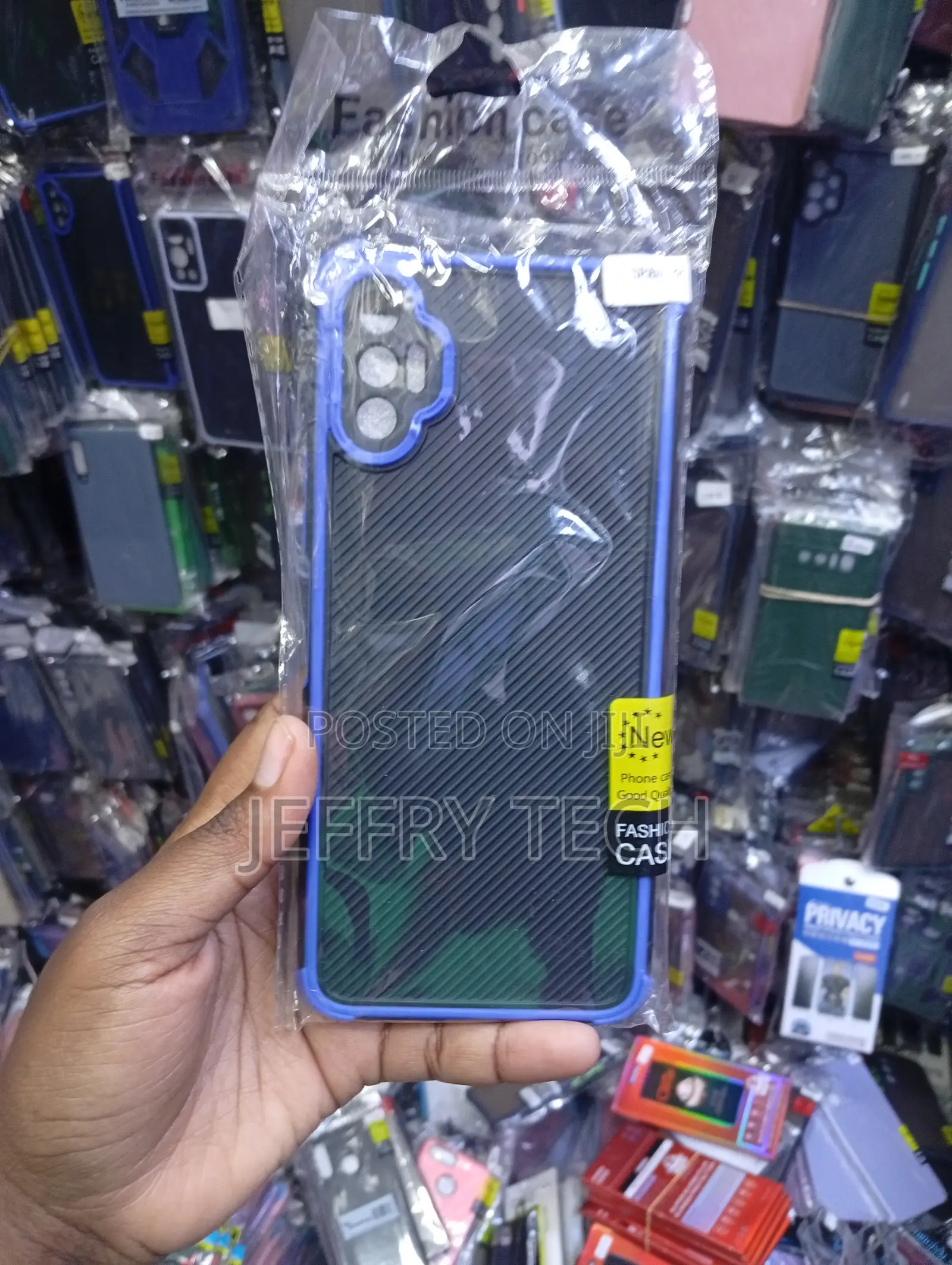 Diagonal-Striped Hybrid Phone Case With a Distinct Colored Border