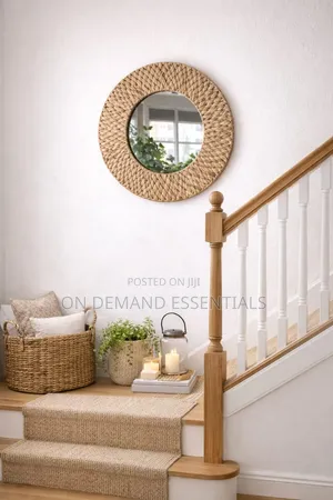 Decorative Water Hyacinth Handmade Braided Natural Boho Mirror