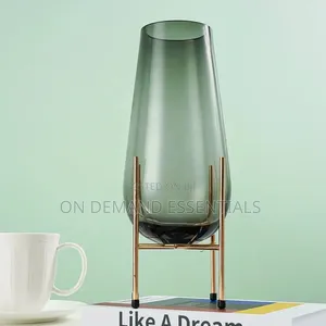 Nordic Modern Creative Glass Vase With Metallic Stand
