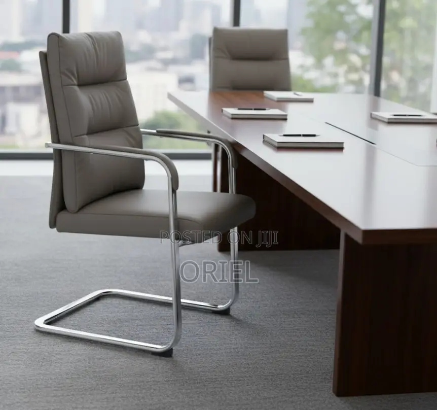 Office Chair : Gray Leather Executive Office Chair