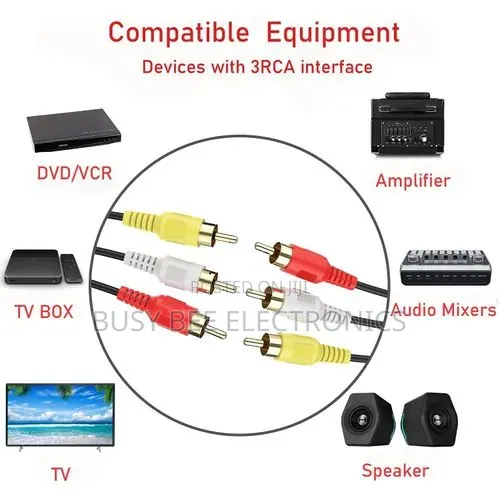 3 RCA Male to Male 3 Rca Audio Video AV Cable.