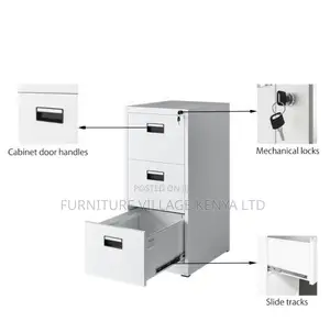 Office Cabinet; 3 Drawer Lockable Storage Unit