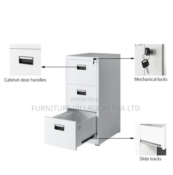 Office Cabinet; 3 Drawer Lockable Storage Unit