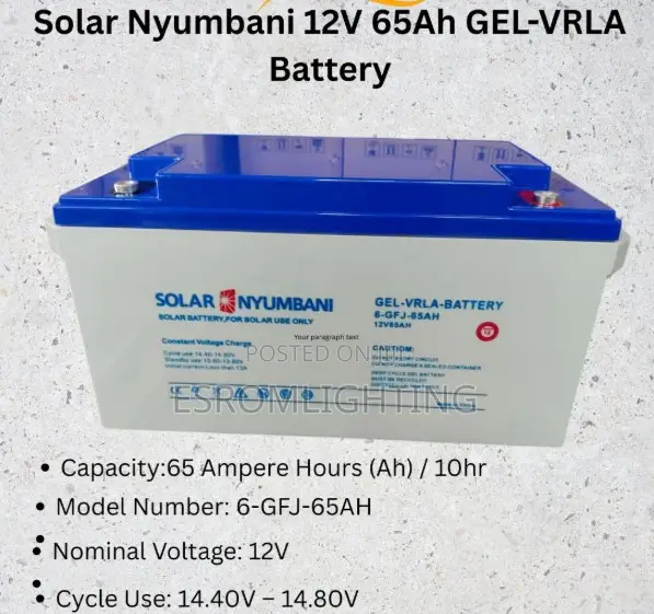Solar Nyumbani 12V 65Ah GEL Battery