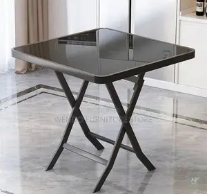Home Tables; Portable Black Foldable Dining Table