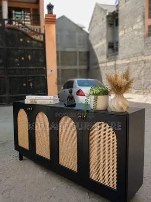 Modern Cane Buffet Cabinet | Black Natural Available on Order