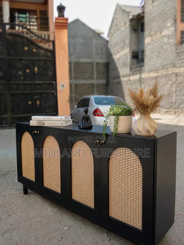 Modern Cane Buffet Cabinet | Black Natural Available on Order