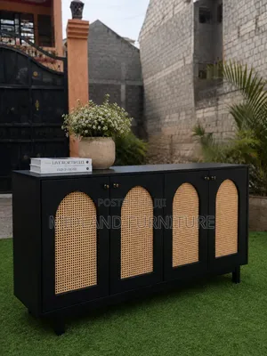 Modern Cane Buffet Cabinet | Black Natural Available on Order
