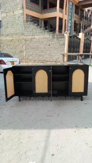 Modern Cane Buffet Cabinet | Black Natural Available on Order