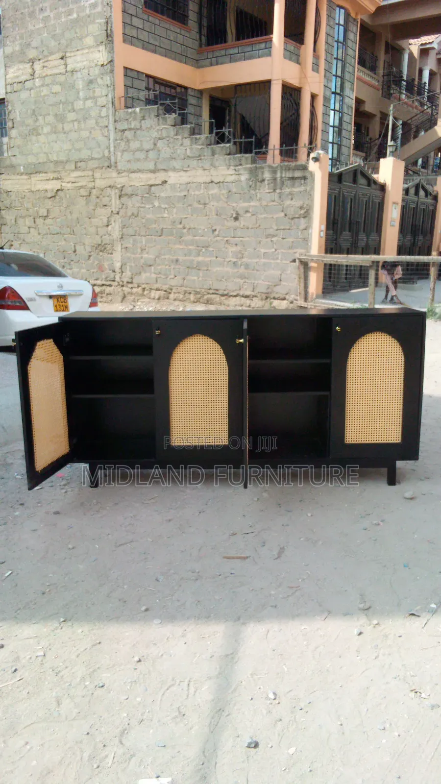 Modern Cane Buffet Cabinet | Black Natural Available on Order