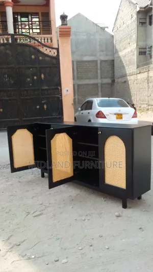 Modern Cane Buffet Cabinet | Black Natural Available on Order