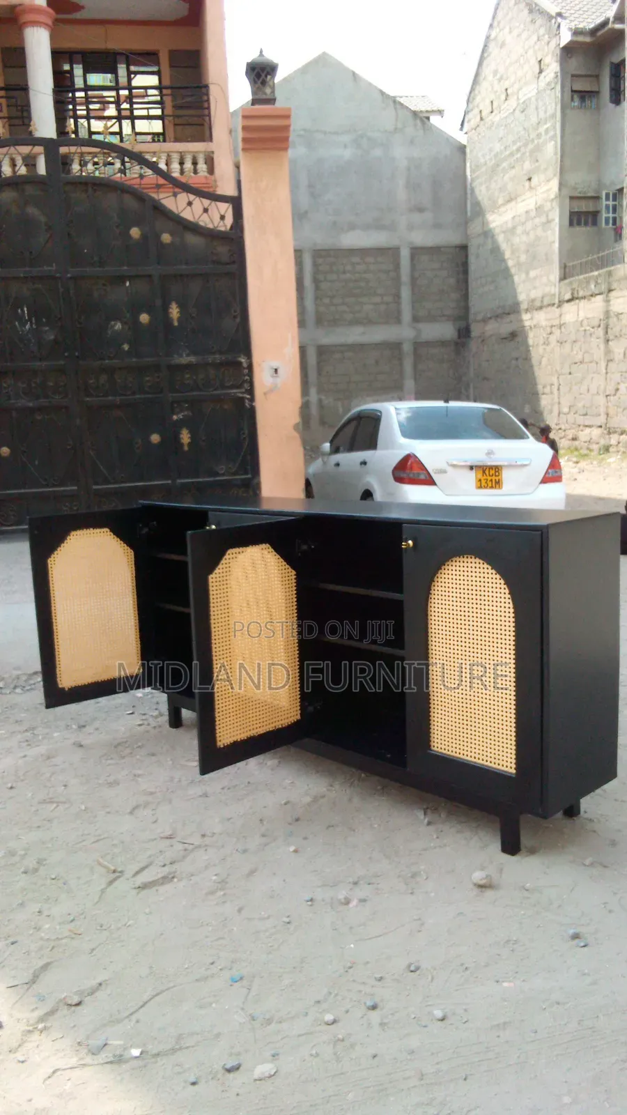 Modern Cane Buffet Cabinet | Black Natural Available on Order