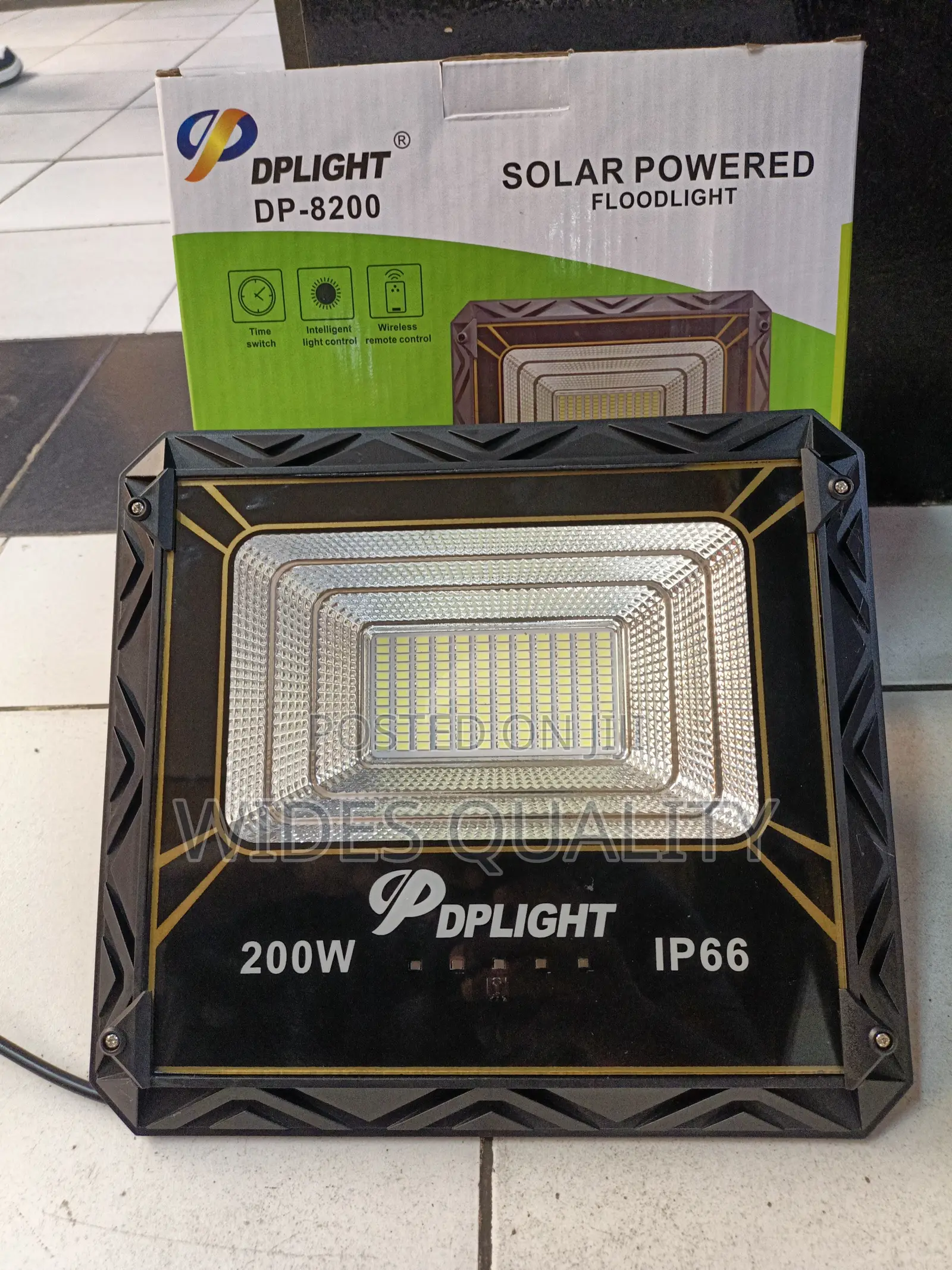 High-Power 200W Solar-Powered Outdoor LED Floodlight.