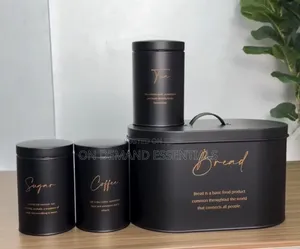 4pc Quilted Metal Bread Bin + Canister Set