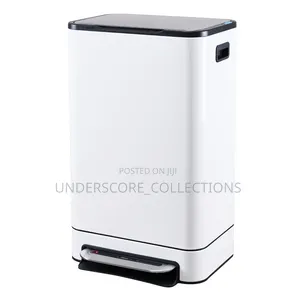 Modern Rectangular Stainless Steel and ABS Pedal Dustbin