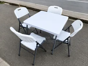 4sitter Set White Foldable Chairs White Table
