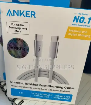Anker Zolo USB C to USB C Cable (6ft, 240W, Braided)