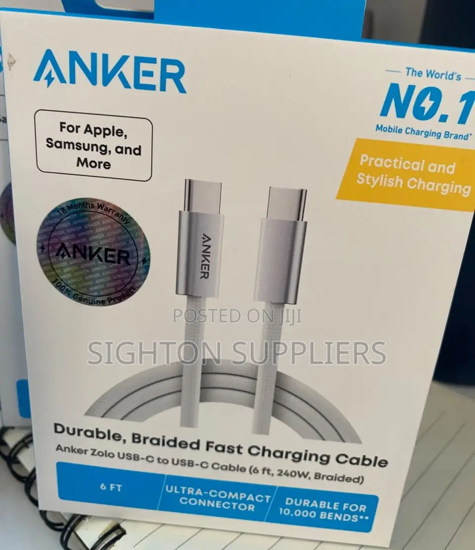 Anker Zolo USB C to USB C Cable (6ft, 240W, Braided)
