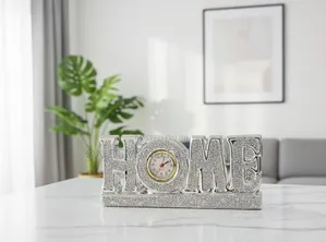 Elegant Glittery "HOME" Tabletop Clock Decor