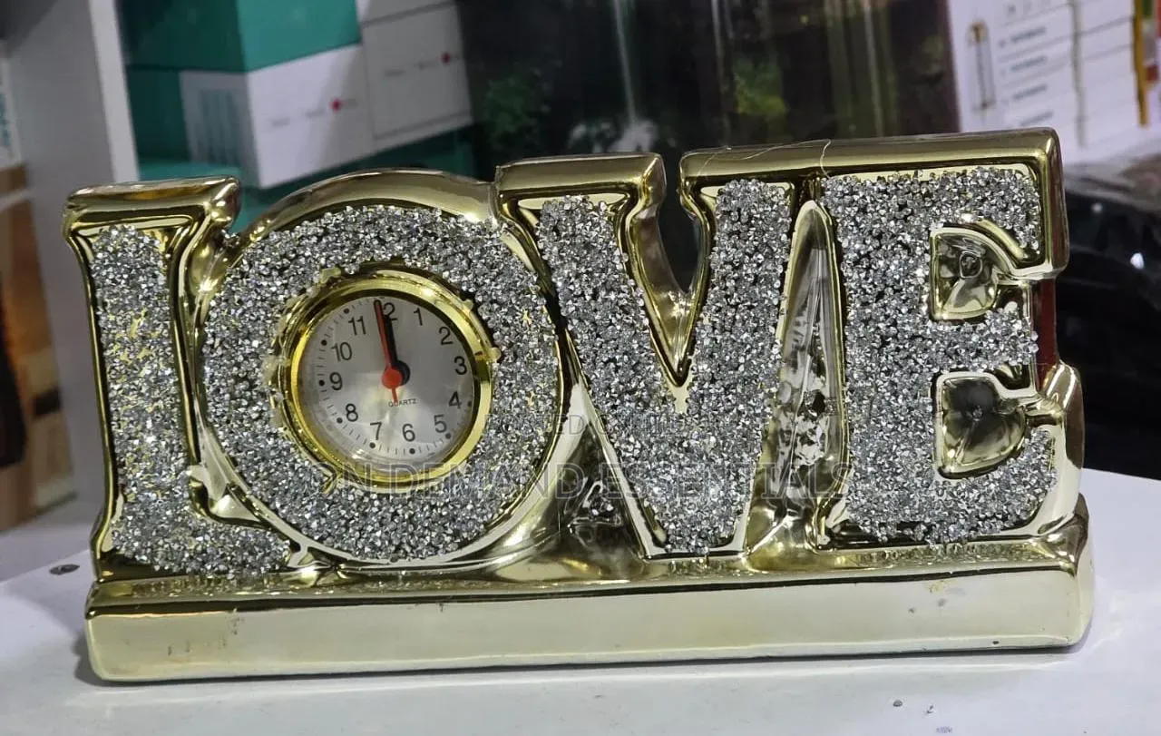 LOVE Tabletop Clock Sparkling Decorative Timepiece