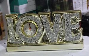 LOVE Tabletop Clock Sparkling Decorative Timepiece