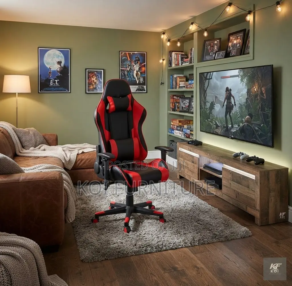 Office Chairs; Red Black Design Adjustable Leather Gaming Seats