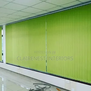 Cream and Green Vertical Blinds Where Style Meets Functionality.