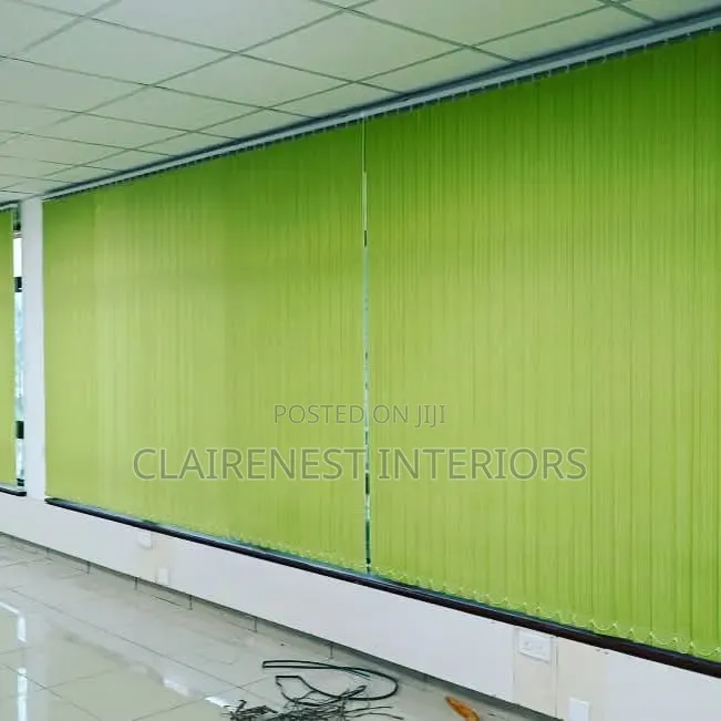 Cream and Green Vertical Blinds Where Style Meets Functionality.