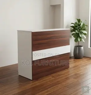 Reception Desk; 1600mm Brown Front View Reception Desk With Drawers