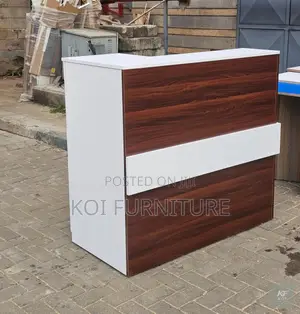 Reception Desk; 1600mm Brown Front View Reception Desk With Drawers
