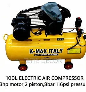 K-Max ITALY 100L 3HP Electric Air Compressor – Double Piston,