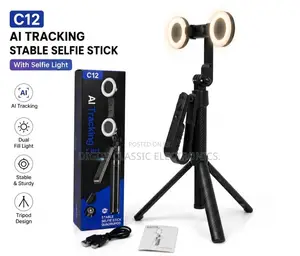 C12 AI Tracking Selfie Stick Stand With Dual Fill Light