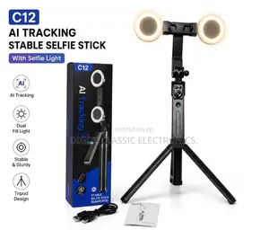 C12 AI Tracking Selfie Stick Stand With Dual Fill Light