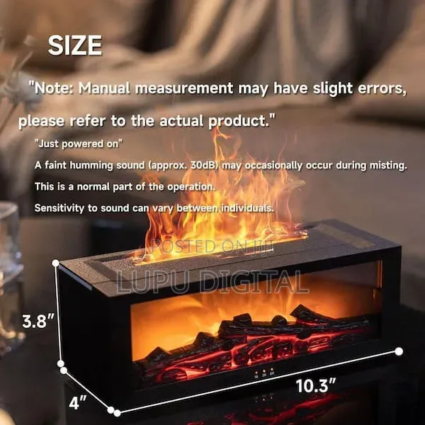 26x10x10cm Flame Fireplace Aroma Diffuser Humidifier 26cm