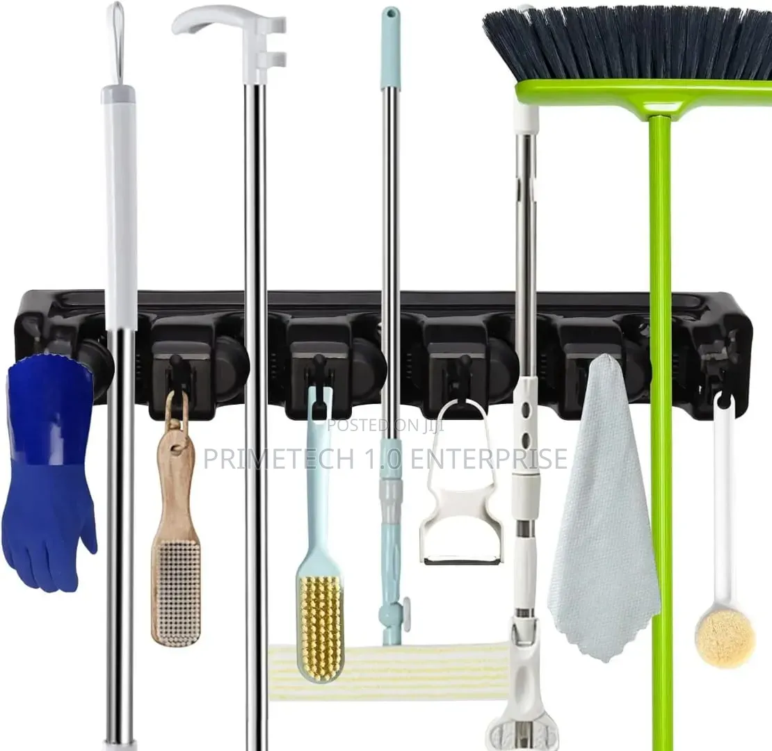 Broom Organiser With 5 Slots Material Plastic