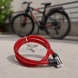 Anti-Theft Bike Cable Lock Bicycle Wire Chain With Keys Red Padlock