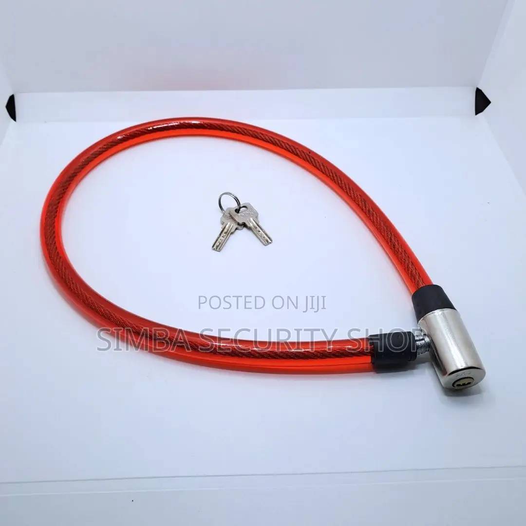 Anti-Theft Bike Cable Lock Bicycle Wire Chain With Keys Red Padlock