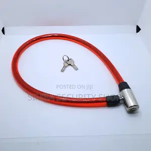Anti-Theft Bike Cable Lock Bicycle Wire Chain With Keys Red Padlock
