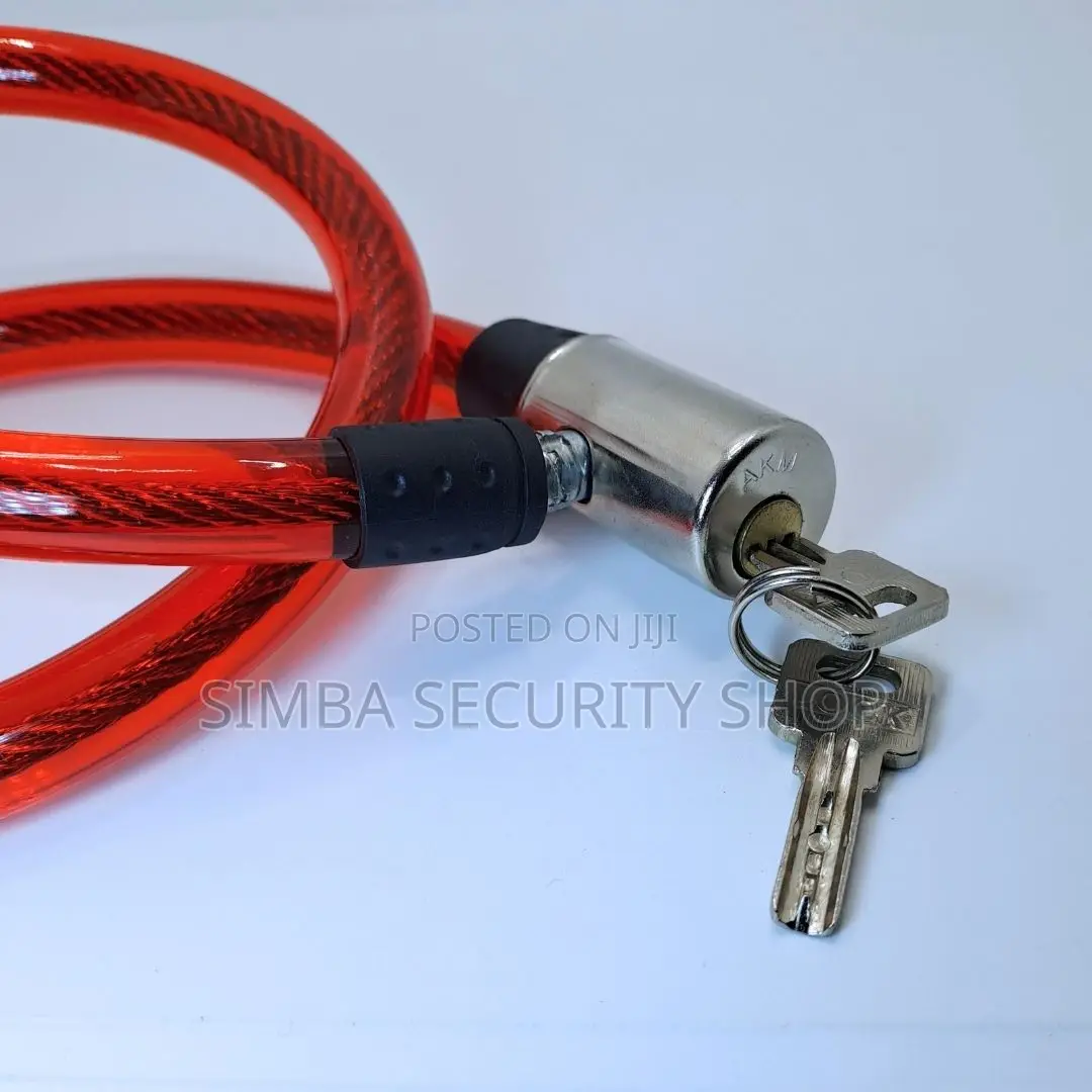 Anti-Theft Bike Cable Lock Bicycle Wire Chain With Keys Red Padlock