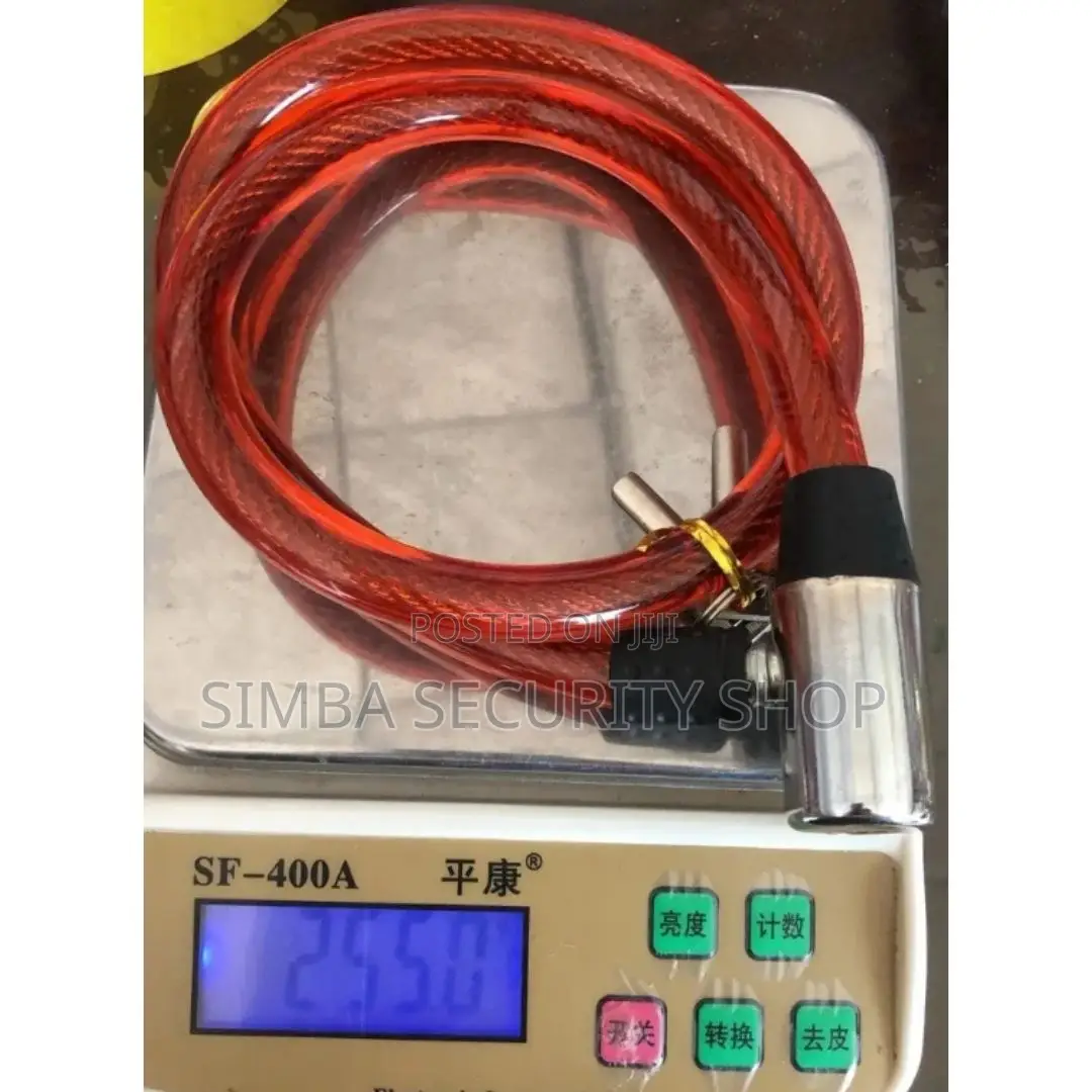 Anti-Theft Bike Cable Lock Bicycle Wire Chain With Keys Red Padlock