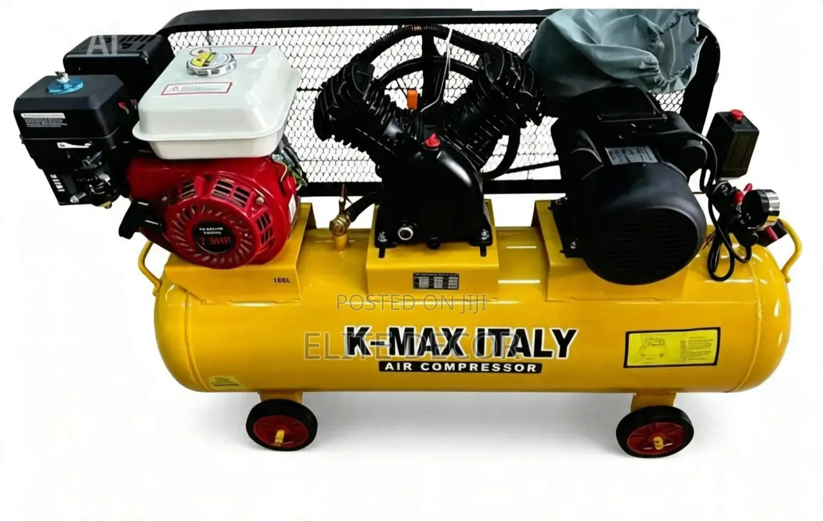 K-Max Italy 100L Two-in-One Air Compressor – 3HP E + 7.5HP Petrol