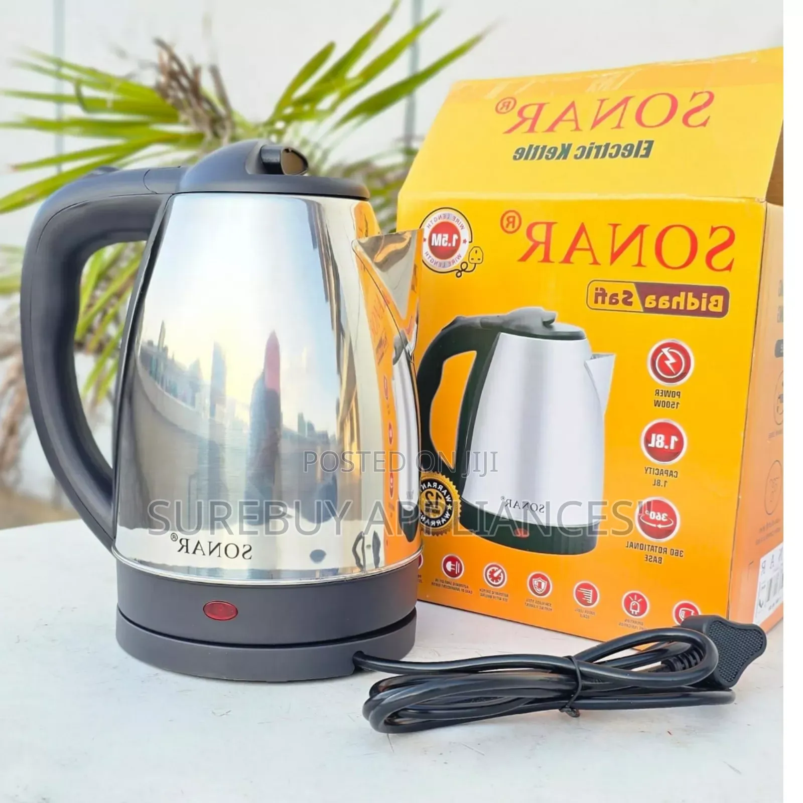 Sonar Electric Kettle 1.8l | Stainless Steel