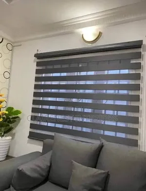Grey and White Horizontal Office Window Blinds