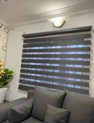Grey and White Horizontal Office Window Blinds