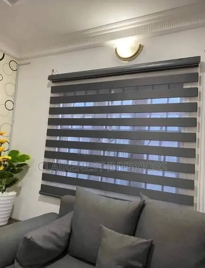 Grey and White Horizontal Office Window Blinds