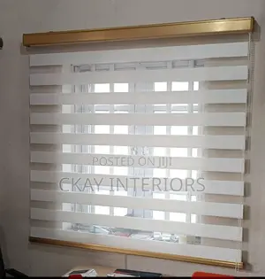 Grey and White Horizontal Office Window Blinds