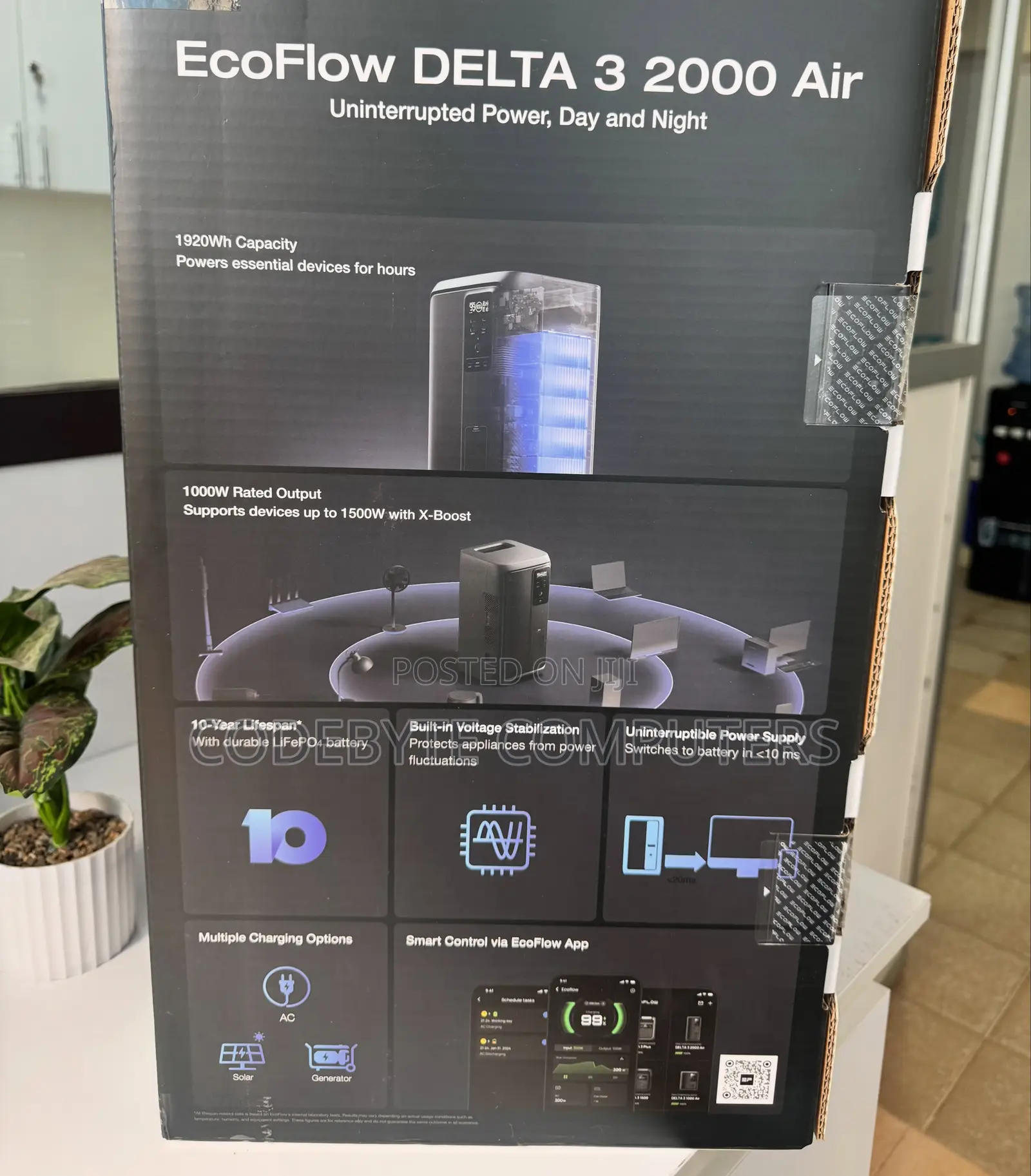 7. EcoFlow DELTA 3 2000 Air (EFD3A2000-UK)
 1000W / 1920Wh