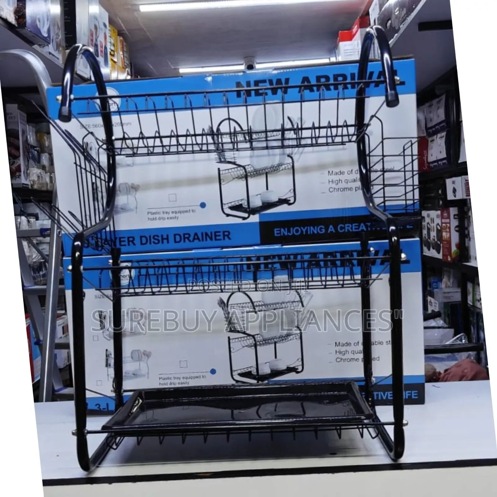 3-Tier Dish Rack With Drainer | Kitchen Organizer