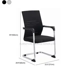 Office Chair; Armrests Mesh Mid Back Non Swivel Guest Seat