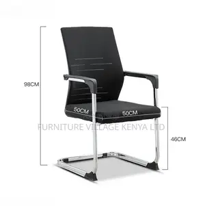 Office Chair; Armrests Mesh Mid Back Non Swivel Guest Seat